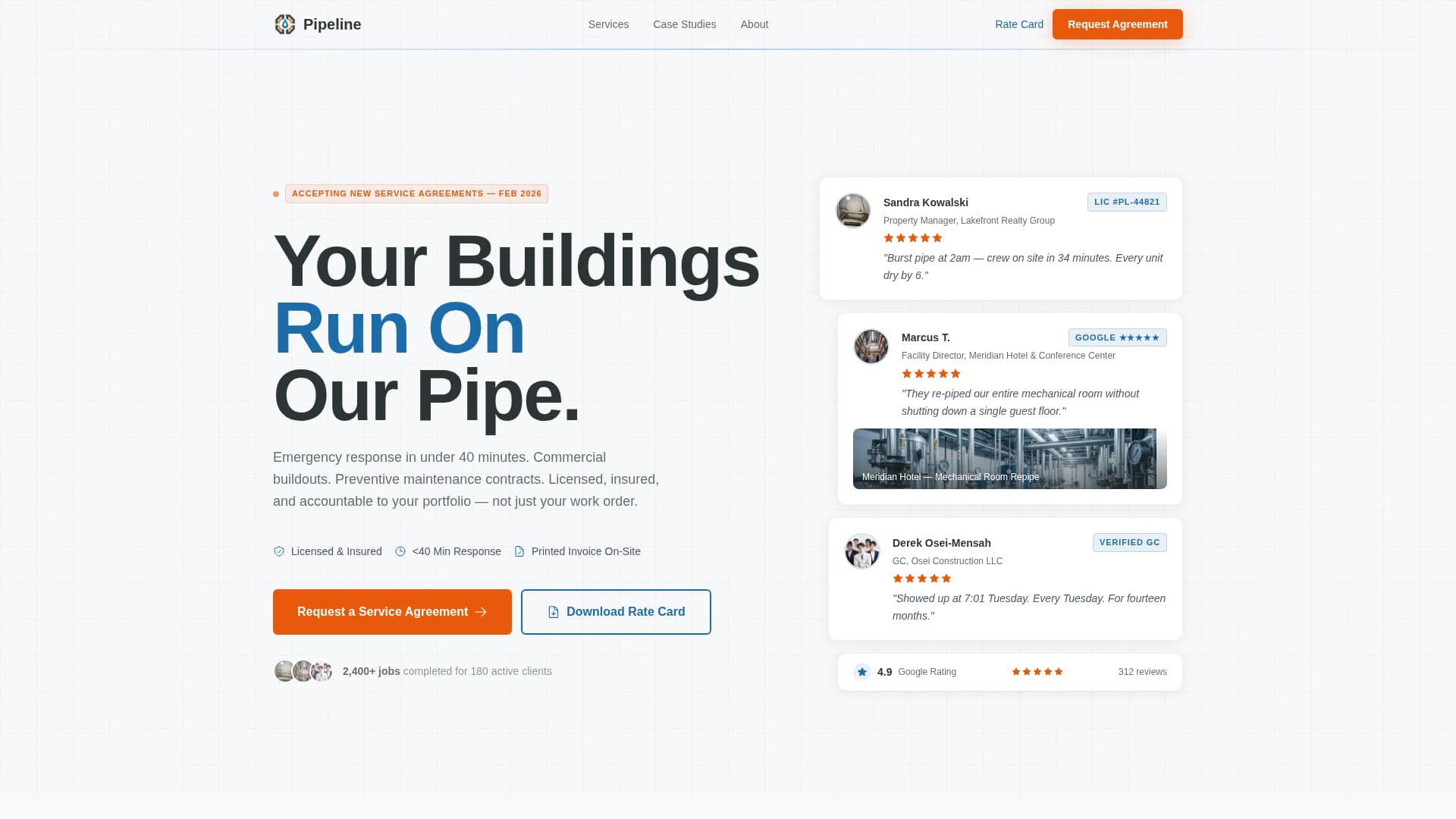 Pipeline - Precision Plumbing Landing Page Template
