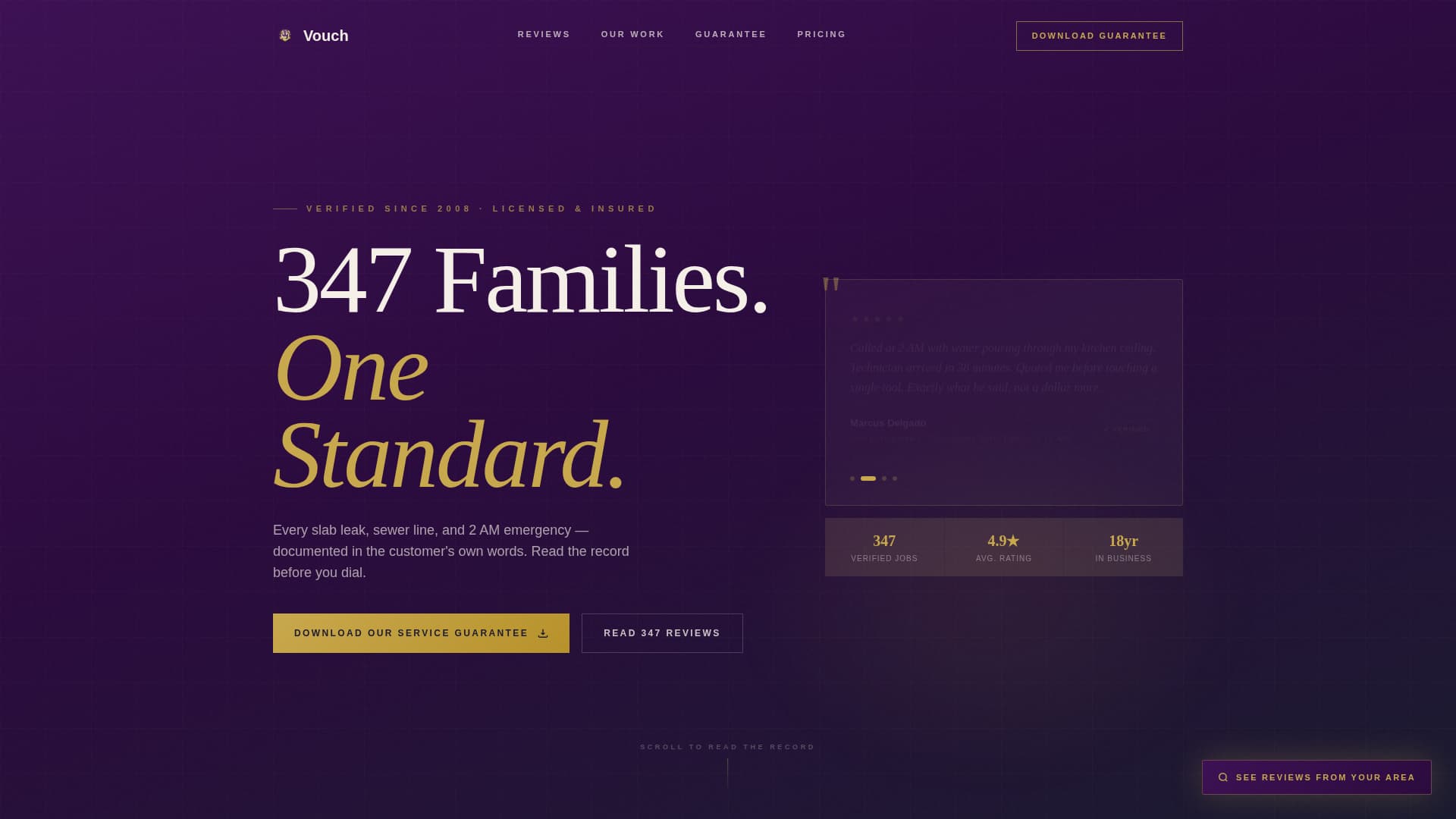 Plumbing Company Testimonials & Reviews Website Template