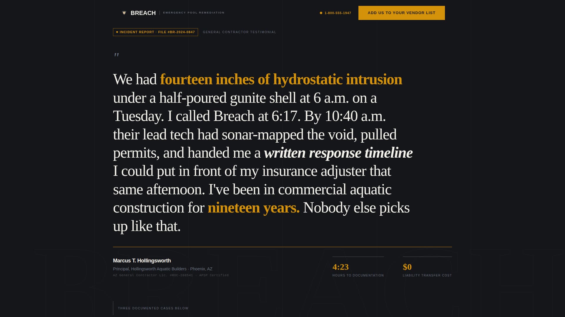 Breach - Authoritative Poolemergency Landing Page Template