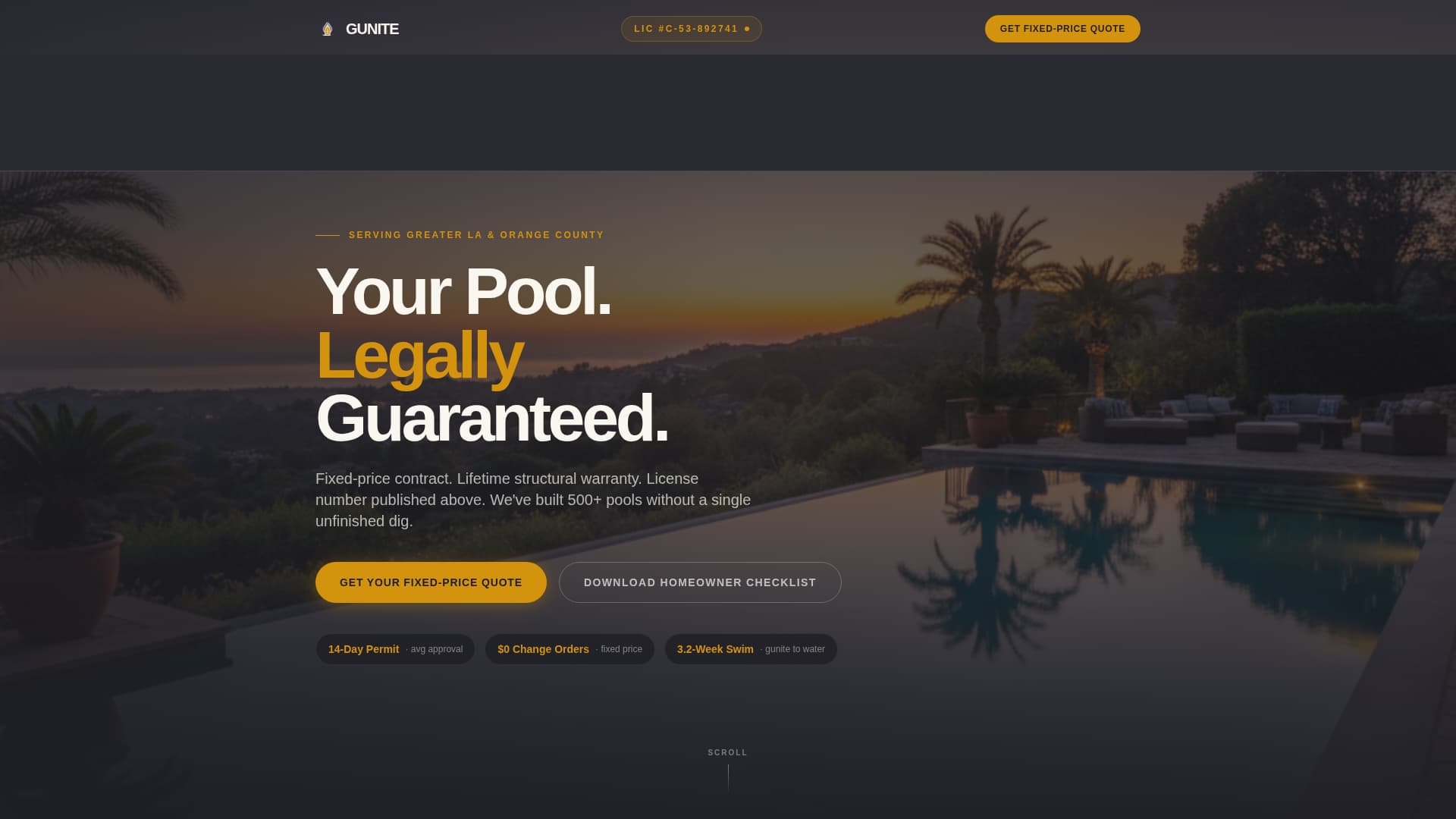 Gunite - Guaranteed Poolbuilder Landing Page Template