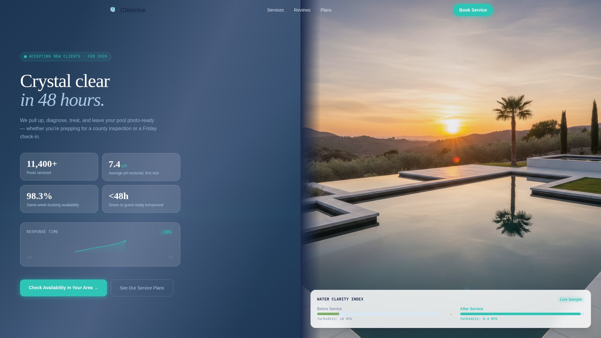 Chlorine - Precision Pooltechnician Landing Page Template