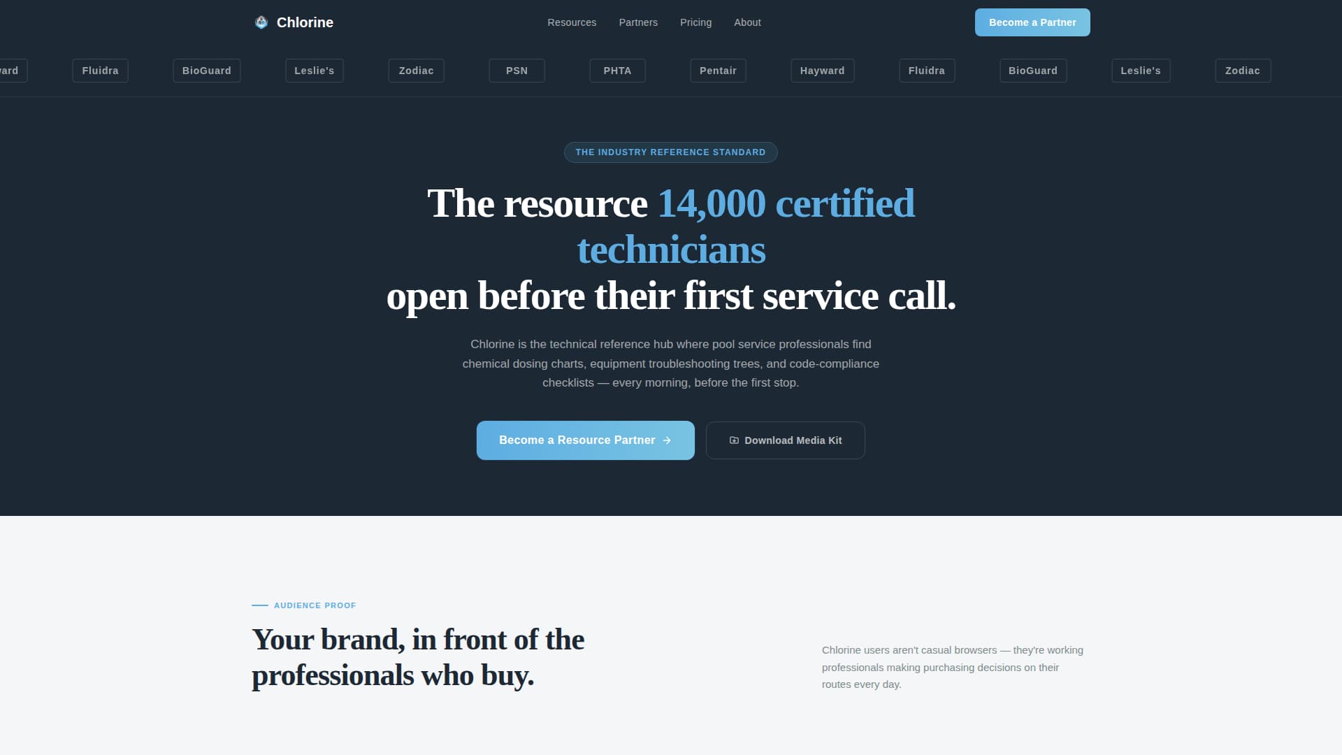 Chlorine - Authoritative Pooltechnician Landing Page Template