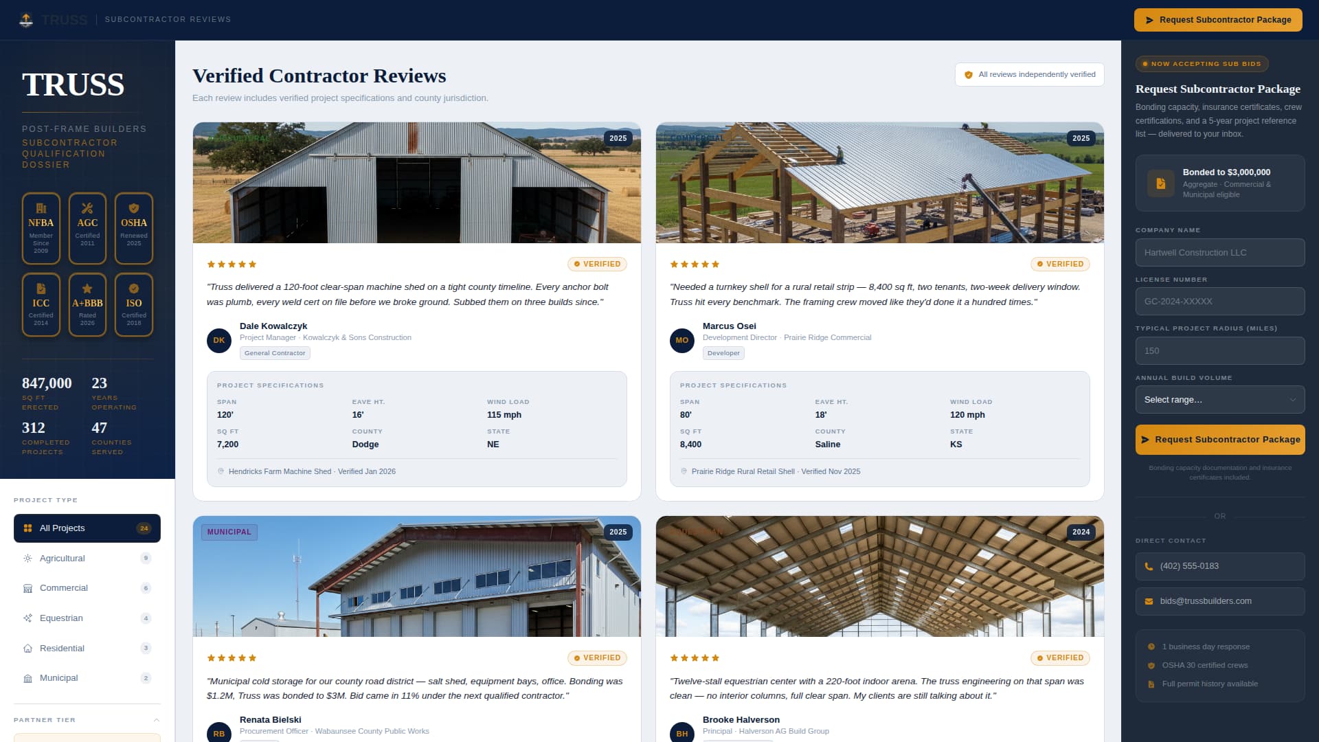Truss - Trusted Postframe Landing Page Template