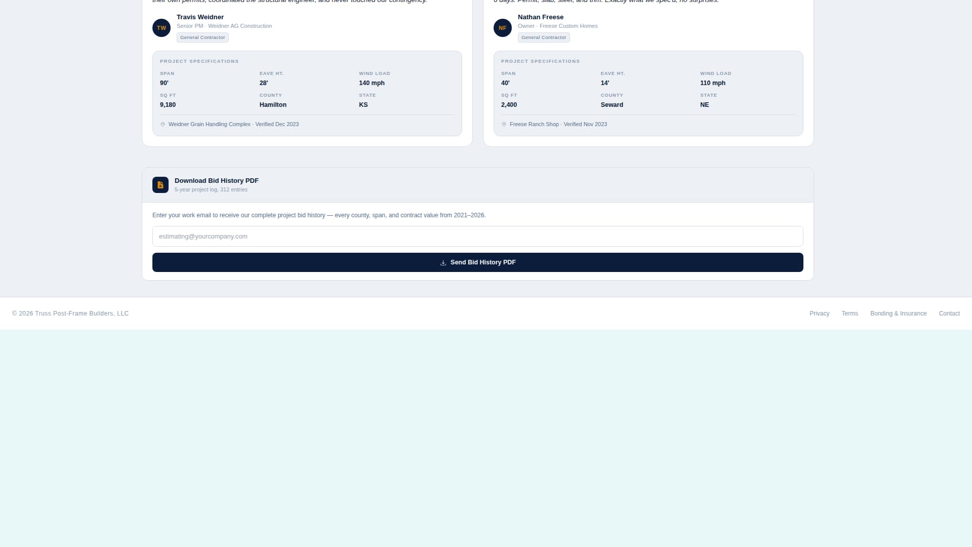Truss - Trusted Postframe Landing Page Template