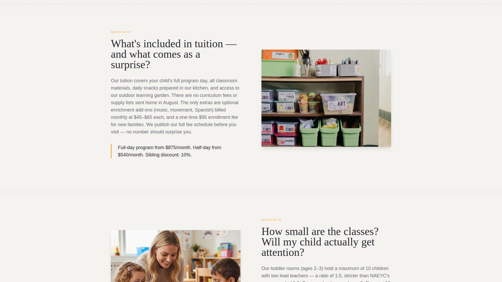 Grow — Certified Preschool Academy Landing Page Template