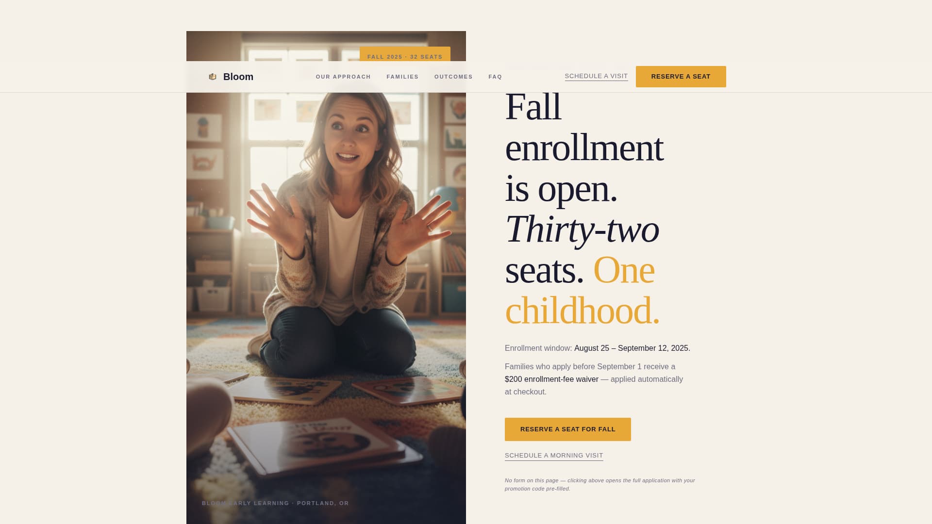 Bloom - Trusted Preschool Landing Page Template