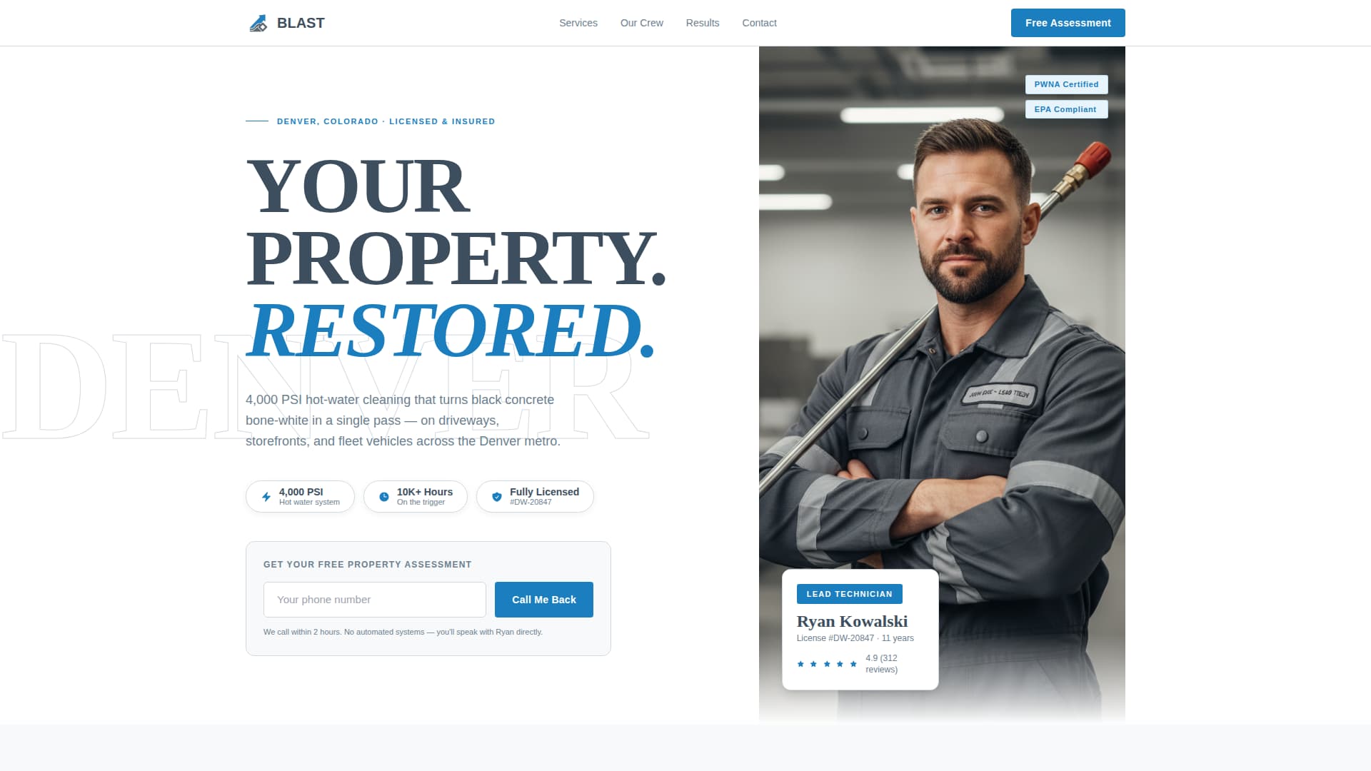 Pressure Washer Marketing Booking Website Template