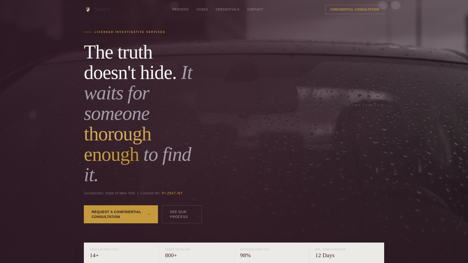 Trace - Confidential Investigator Landing Page Template