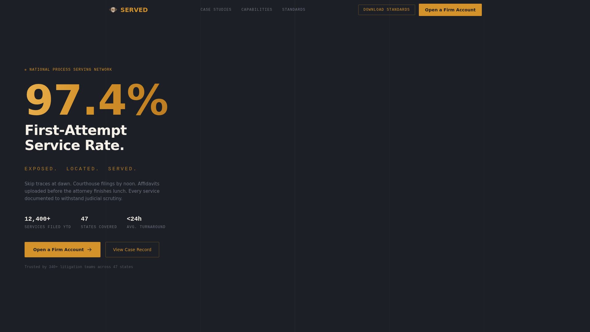 Served - Authoritative Processserving Landing Page Template