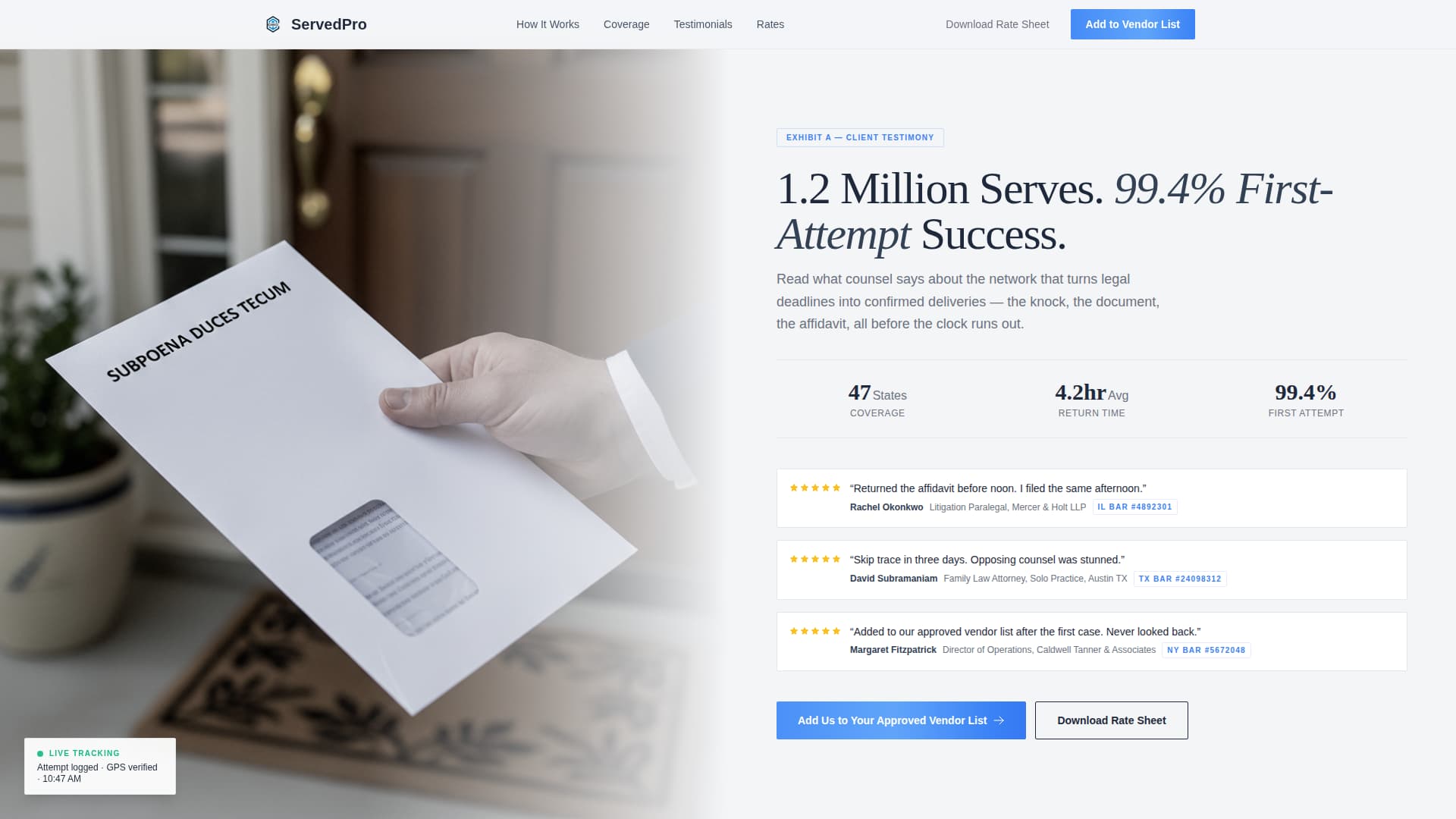 Served - Precision Processserver Landing Page Template