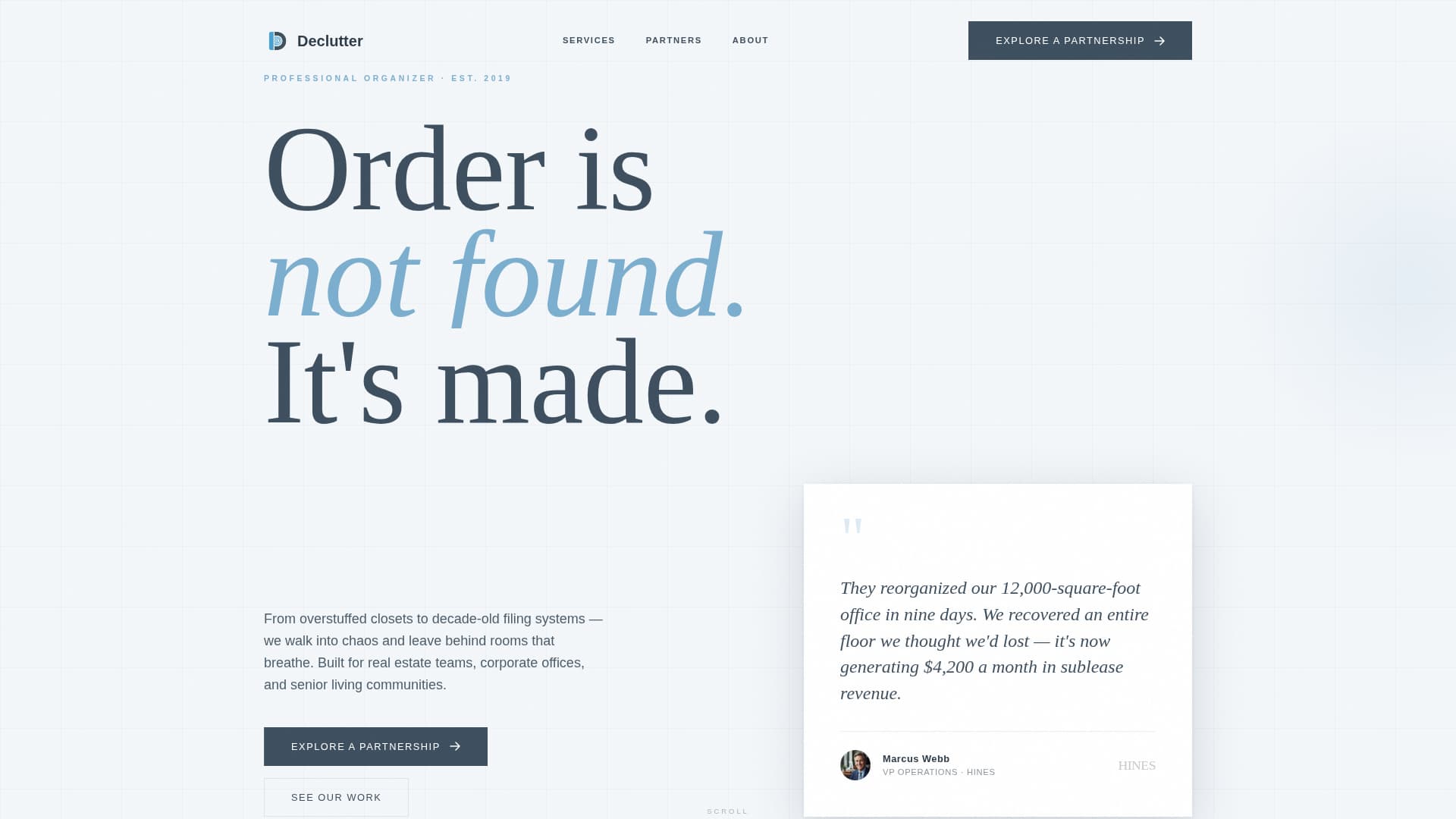 Organize — Professional Space Design Landing Page Template