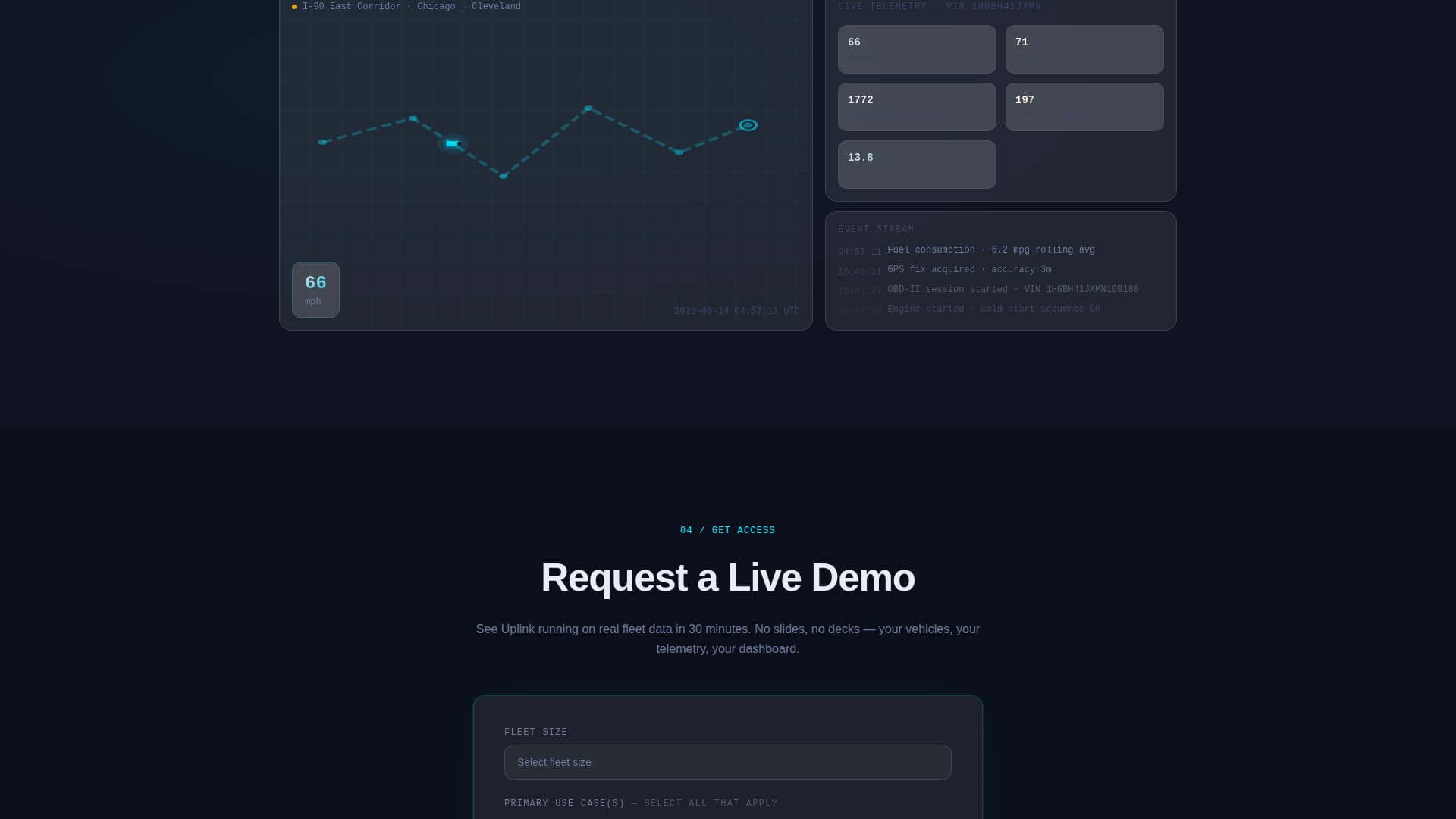 Uplink - Real-time Fleet Telematics Landing Page Template