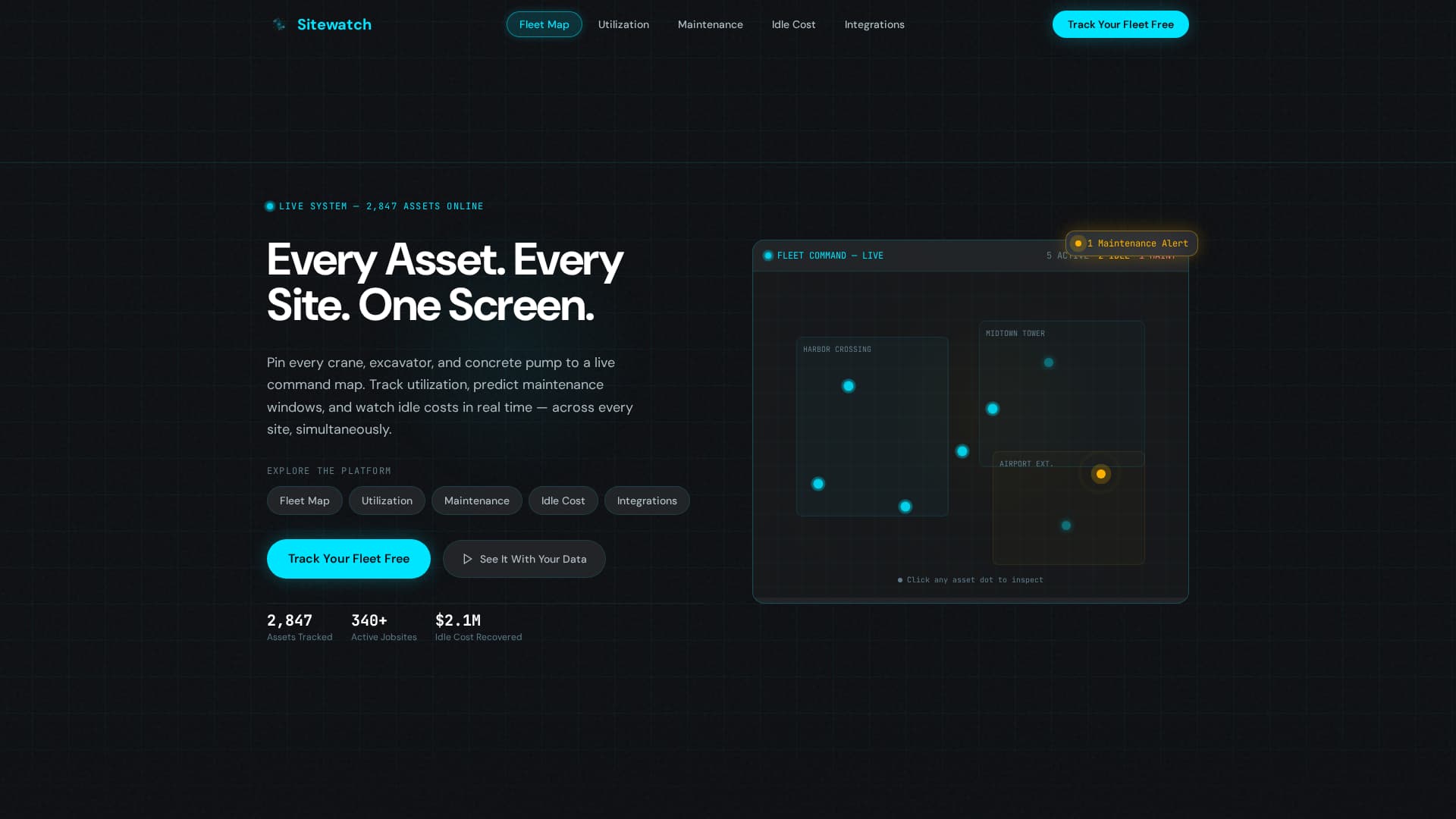 Sitewatch - Powerful Construction Asset Landing Page Template