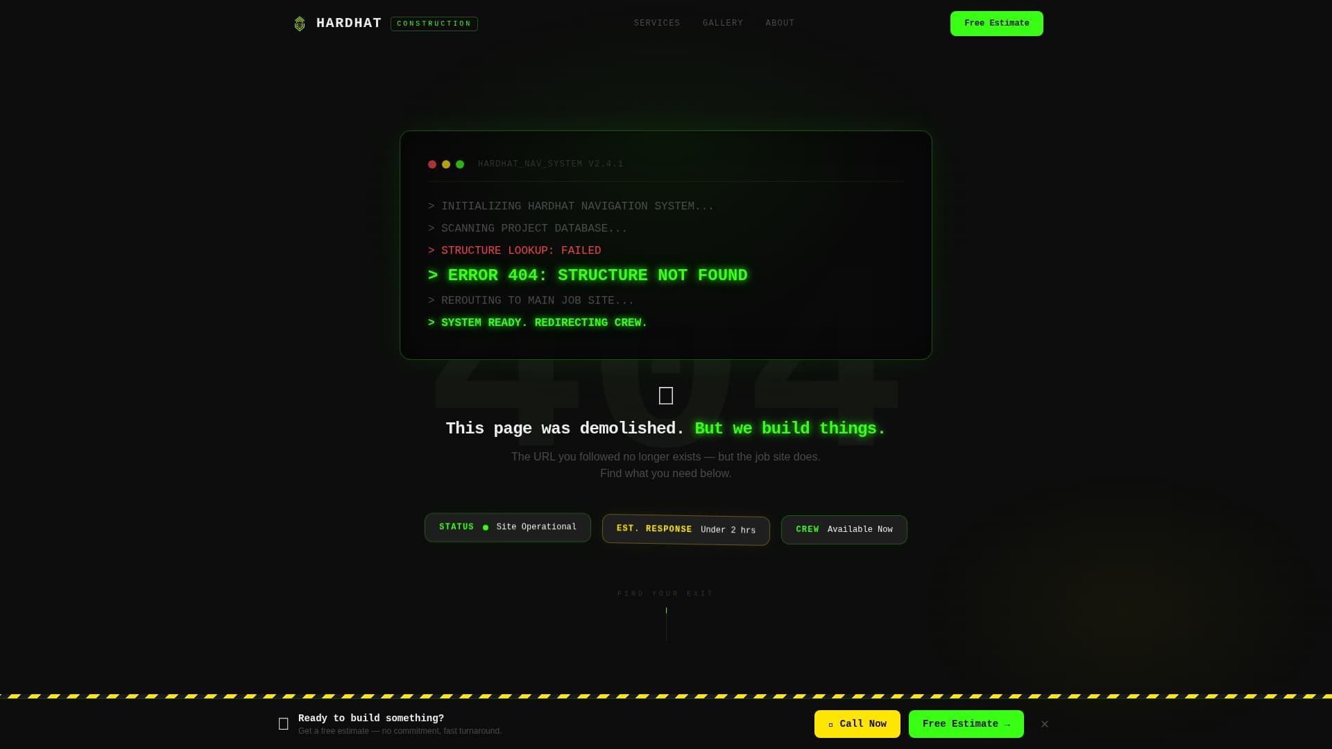 Construction Company 404 Recovery Website Template
