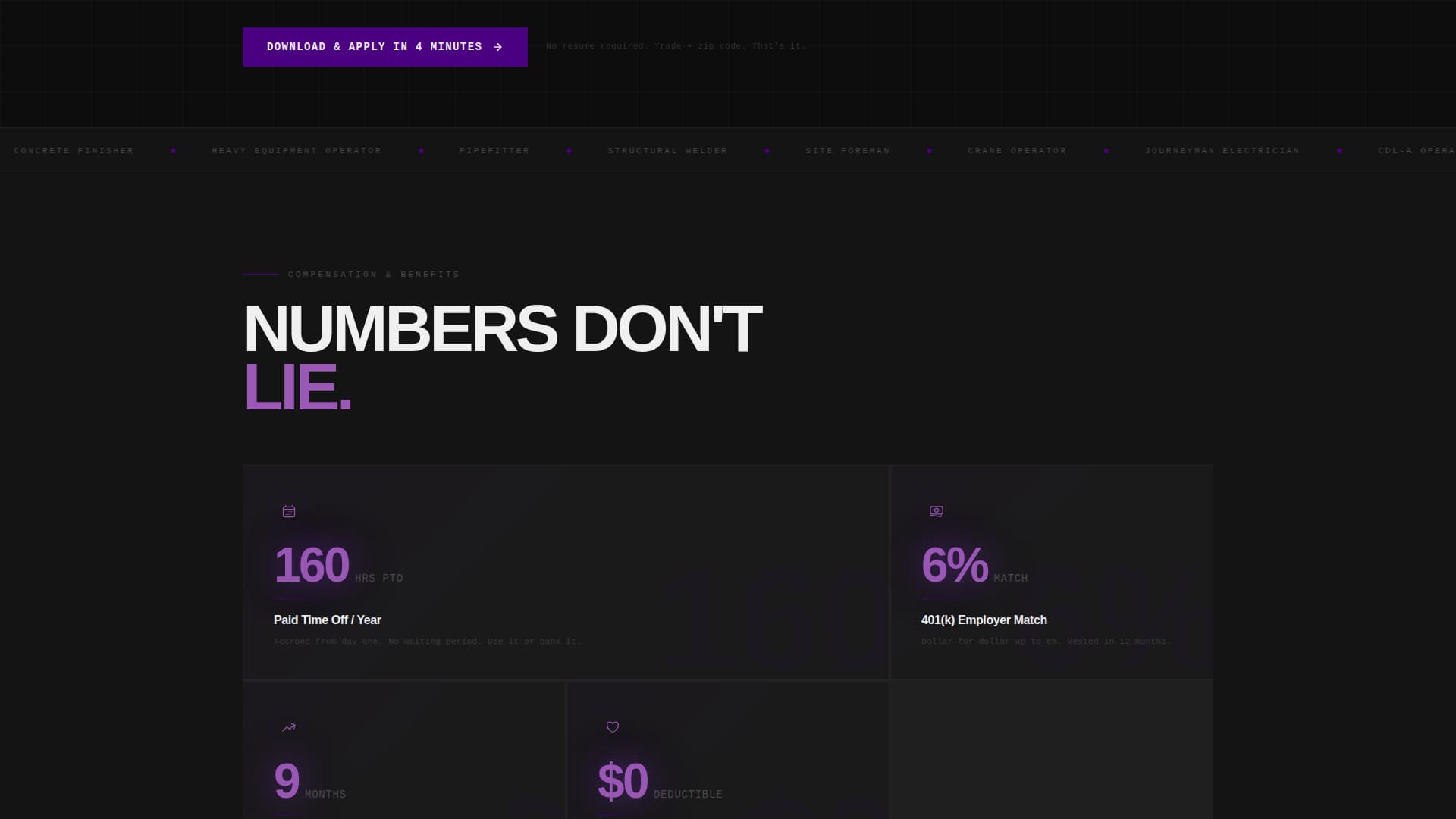 Construction Company Careers Website Template