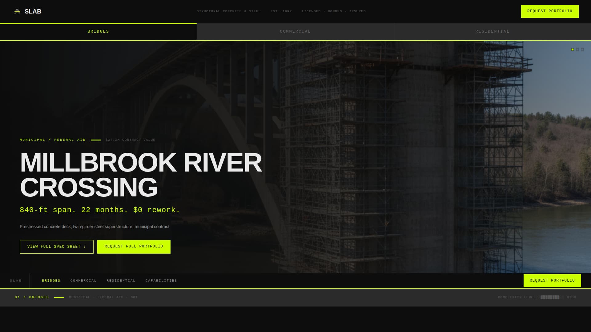 Construction Company Portfolio Website Template