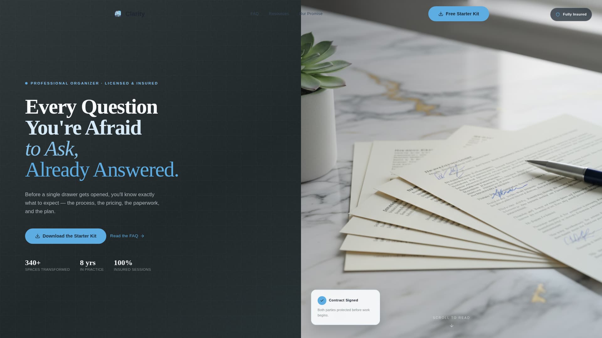 Clarity - Organized Professionalorganizer Landing Page Template