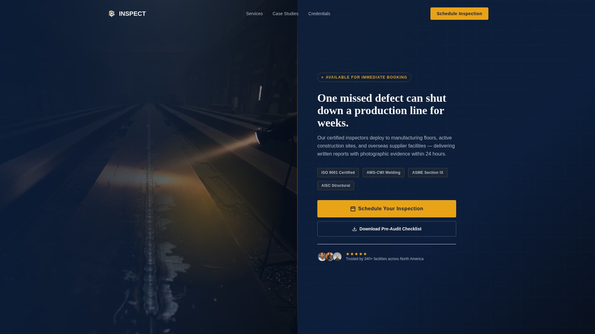 Inspect - Authoritative Qualityinspector Landing Page Template