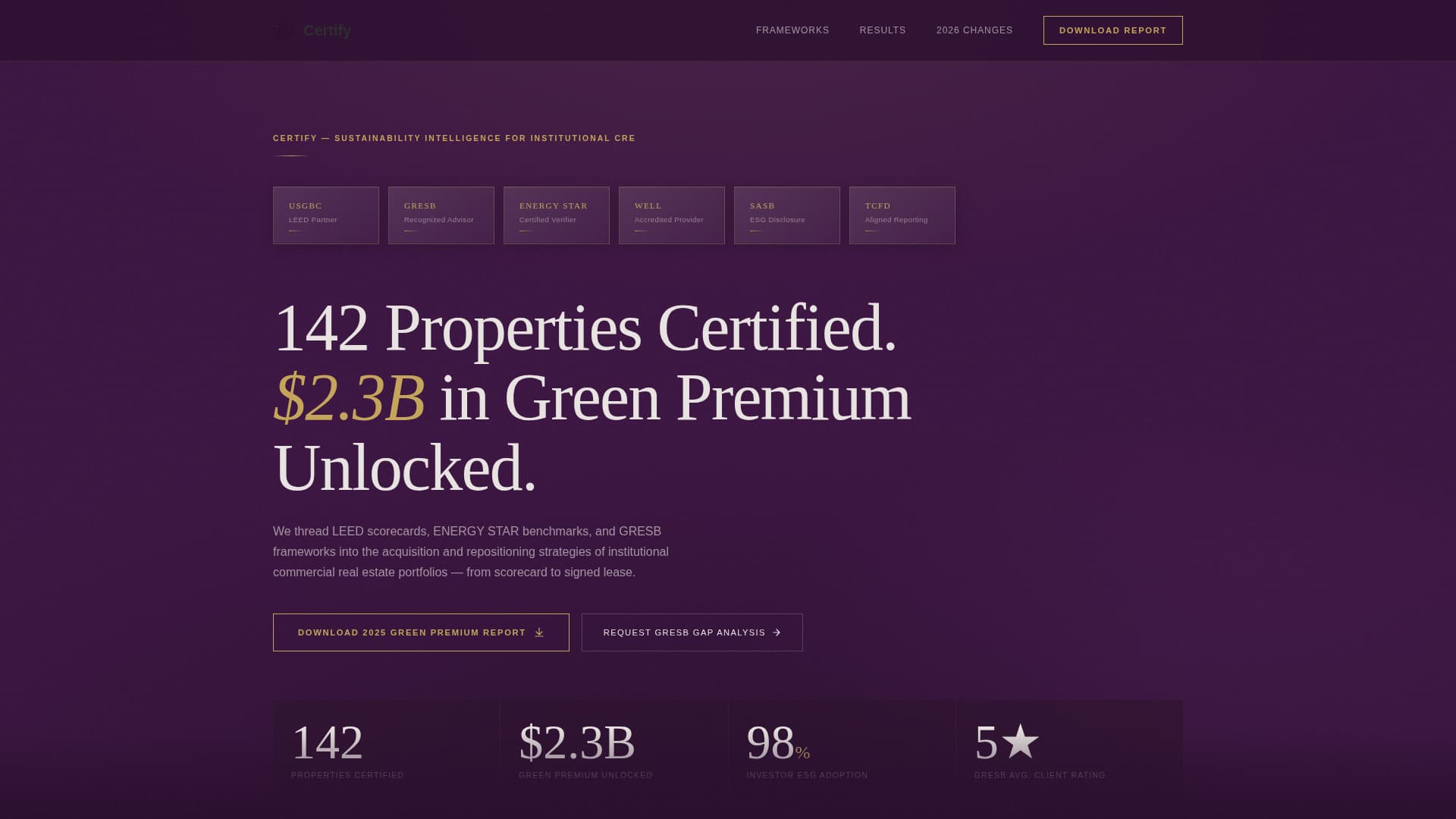 Certify - Authoritative Sustainability Landing Page Template