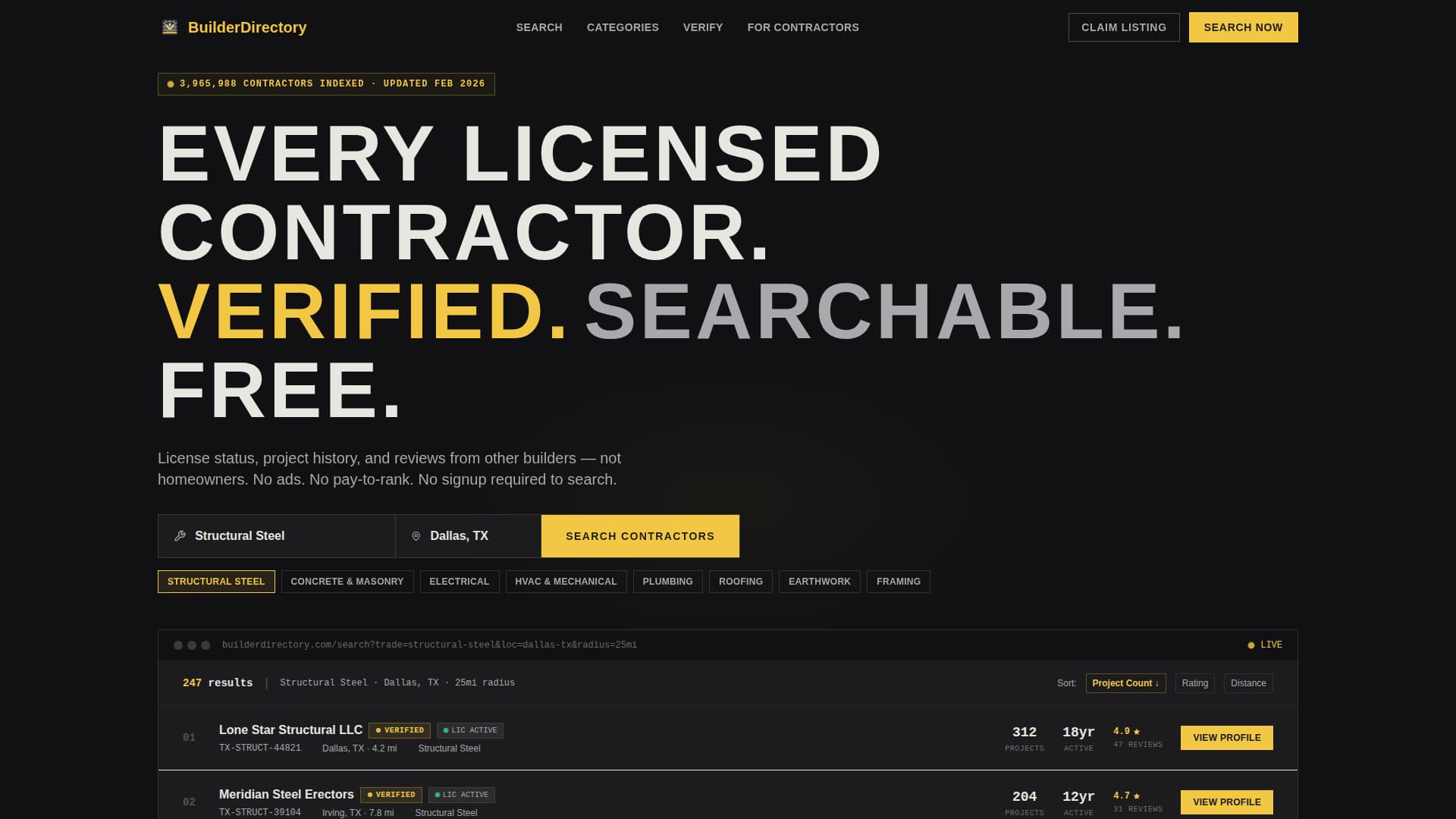 Construction Digital Presence Directory Website Template