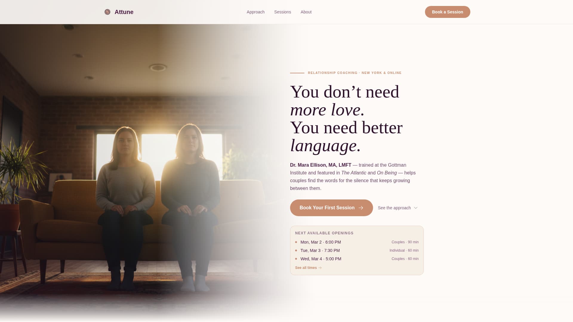 Attune - Transformative Relationshipcoaching Landing Page Template