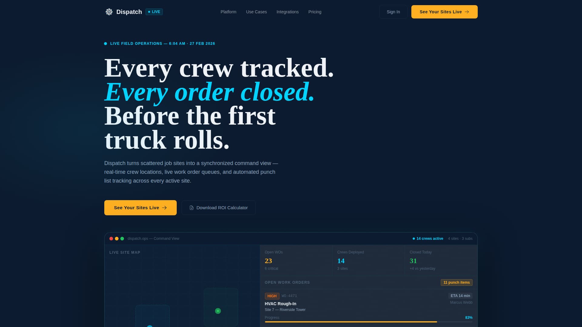 Construct — Field Operations Landing Page Template