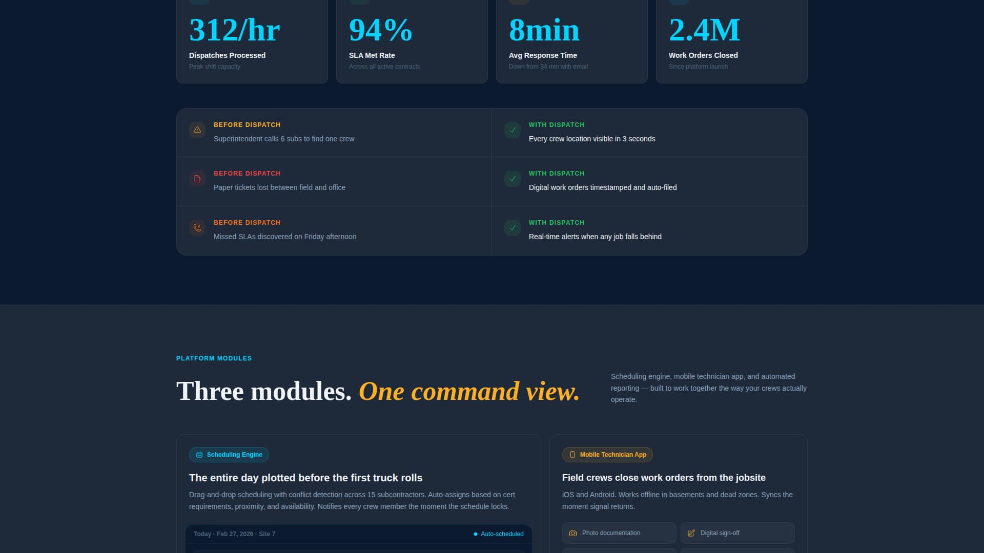 Construct — Field Operations Landing Page Template