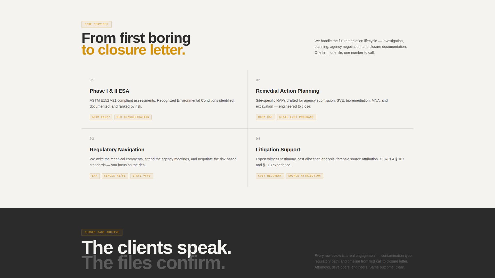 Remediate - Authoritative Environmental Landing Page Template