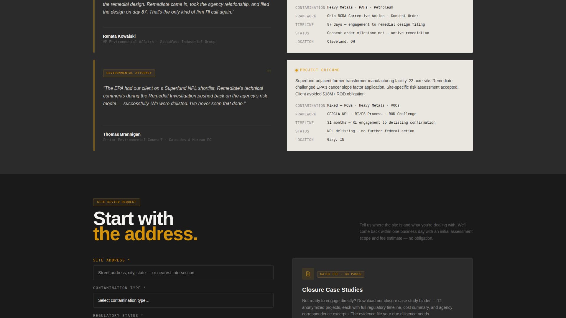 Remediate - Authoritative Environmental Landing Page Template