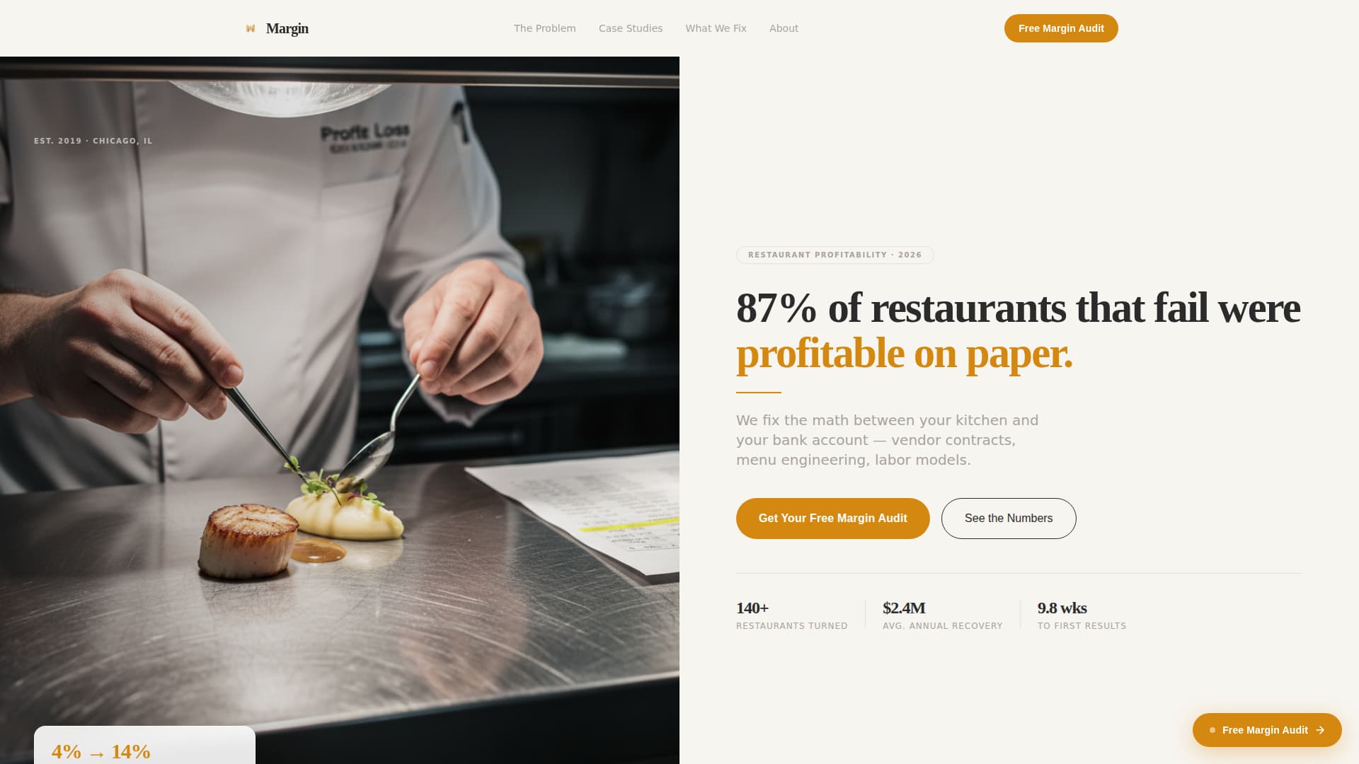 Margin - Authoritative Restaurant Landing Page Template
