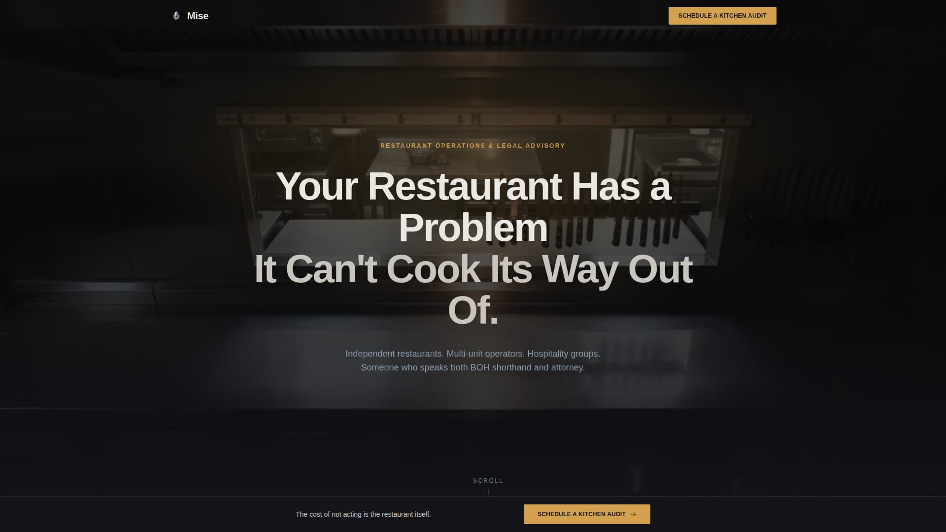 Mise - Authoritative Restaurantconsulting Landing Page Template