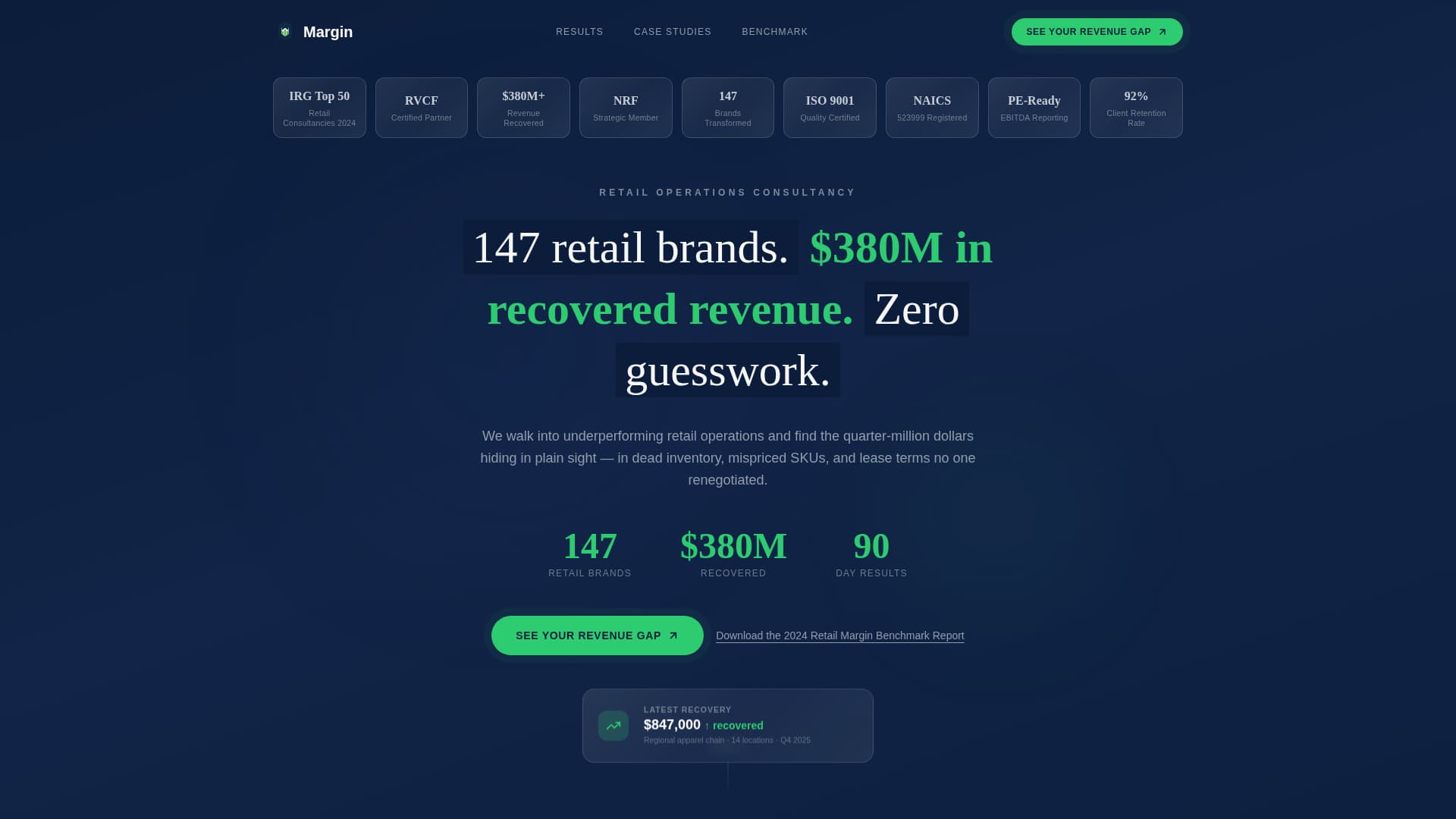 Margin - Precision Retail Landing Page Template