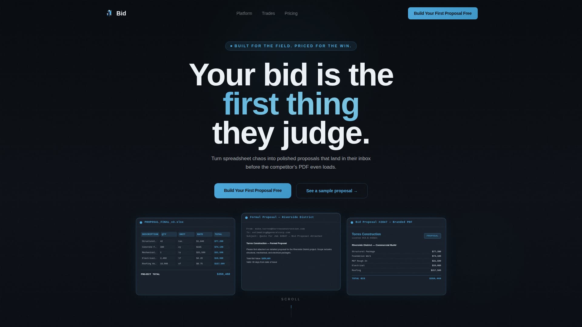 Bid - Seamless Construction Landing Page Template