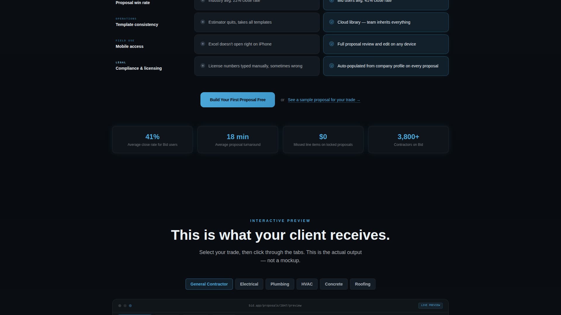 Bid - Seamless Construction Landing Page Template