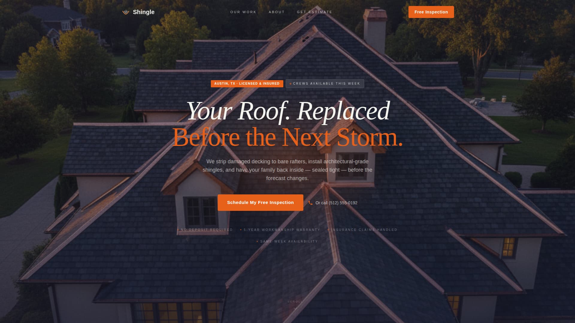Shingle - Trusted Roofing Landing Page Template