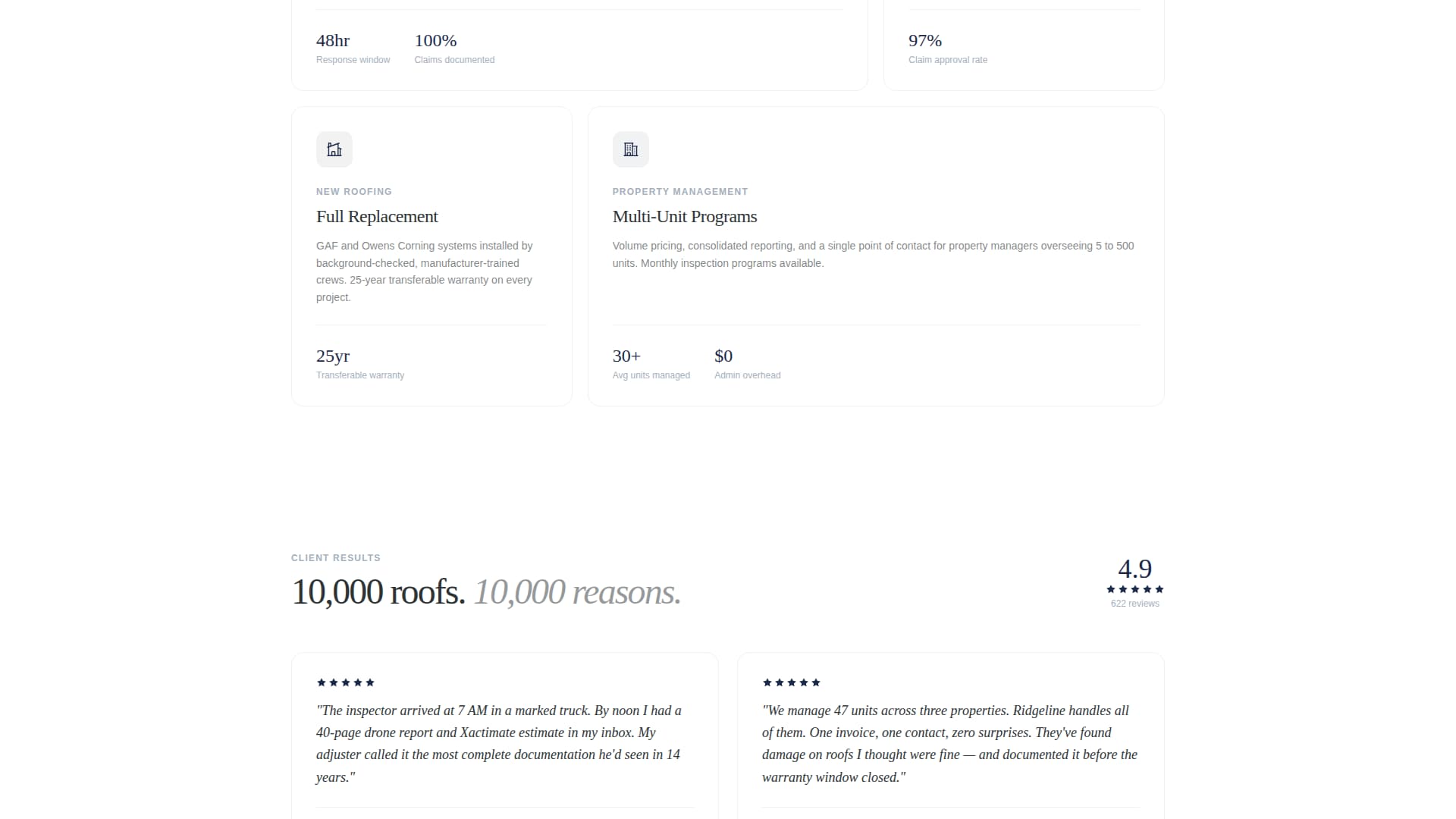 Ridgeline - Authoritative Roofing Landing Page Template