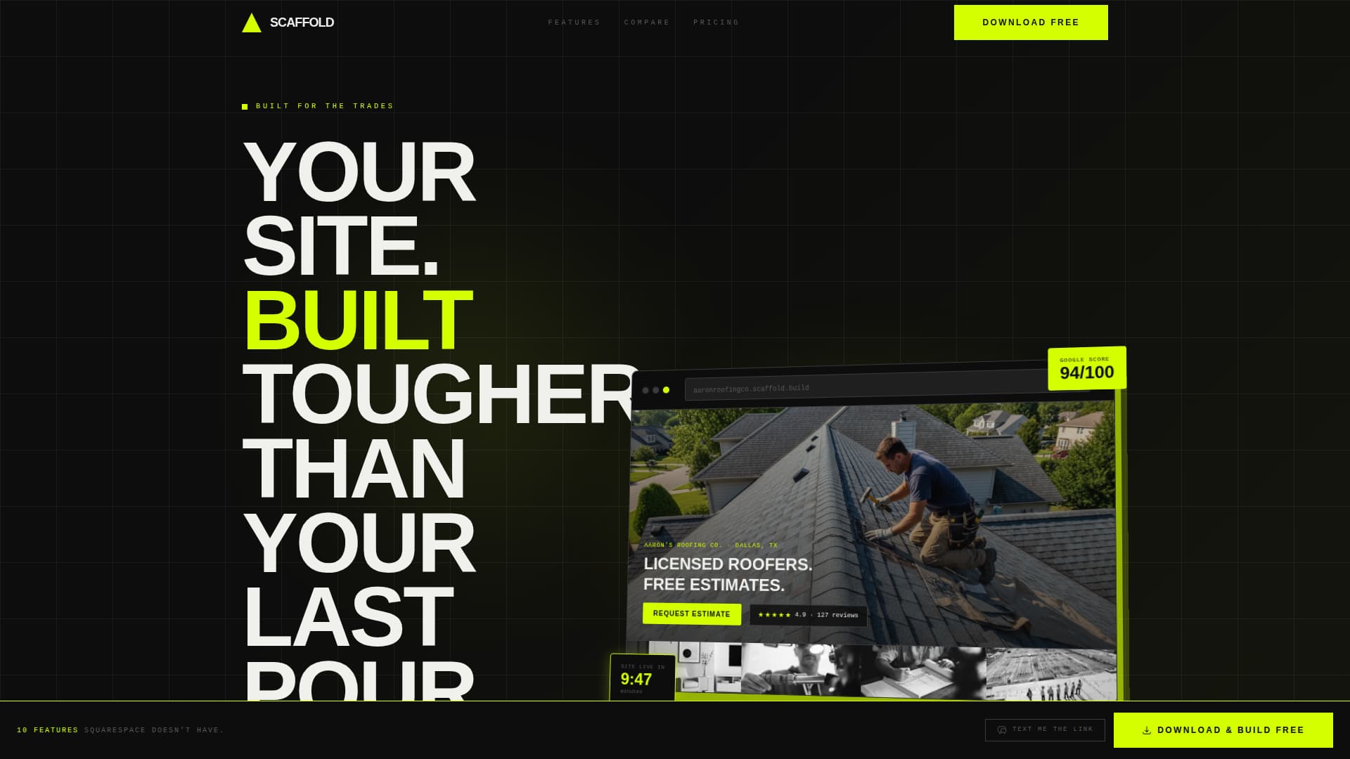 Scaffold - Brutalist Construction Landing Page Template