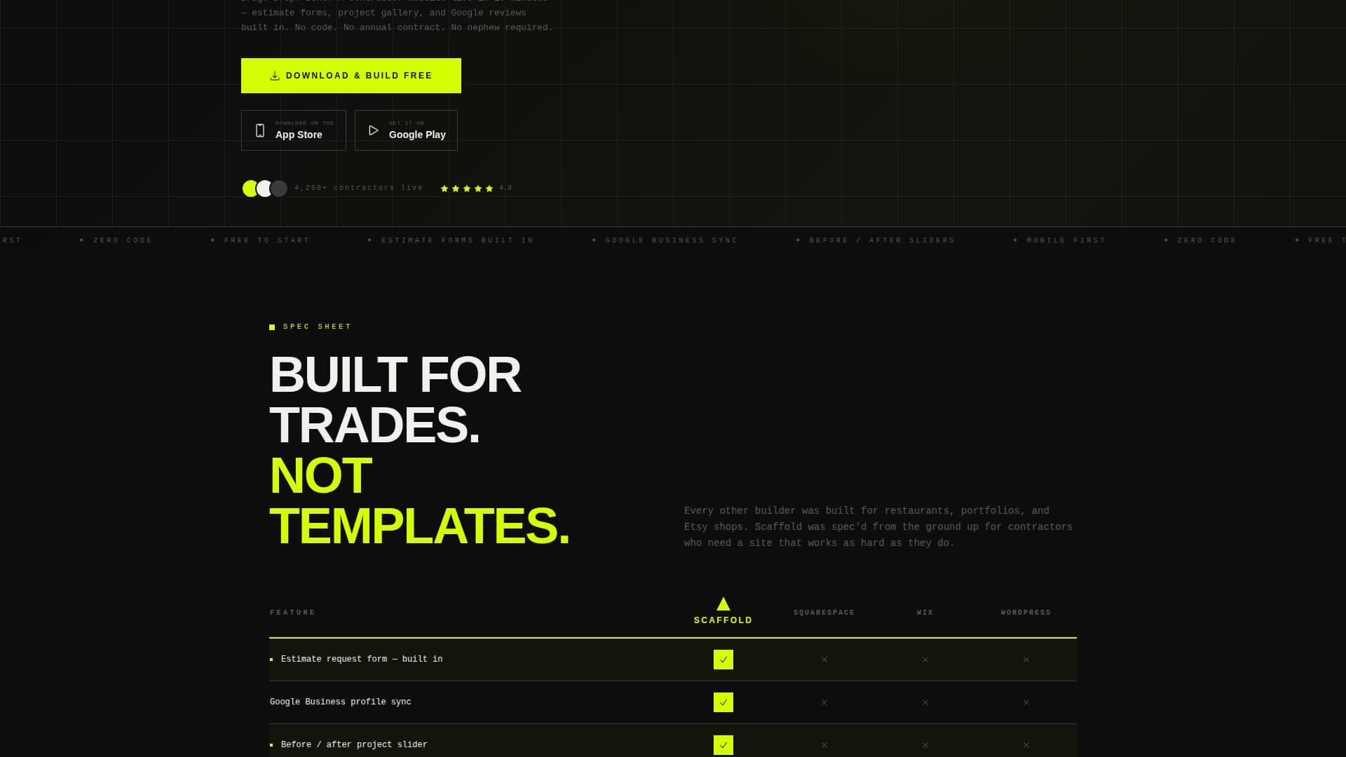 Scaffold - Brutalist Construction Landing Page Template