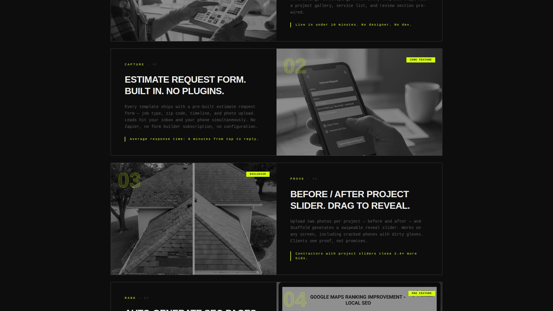 Scaffold - Brutalist Construction Landing Page Template