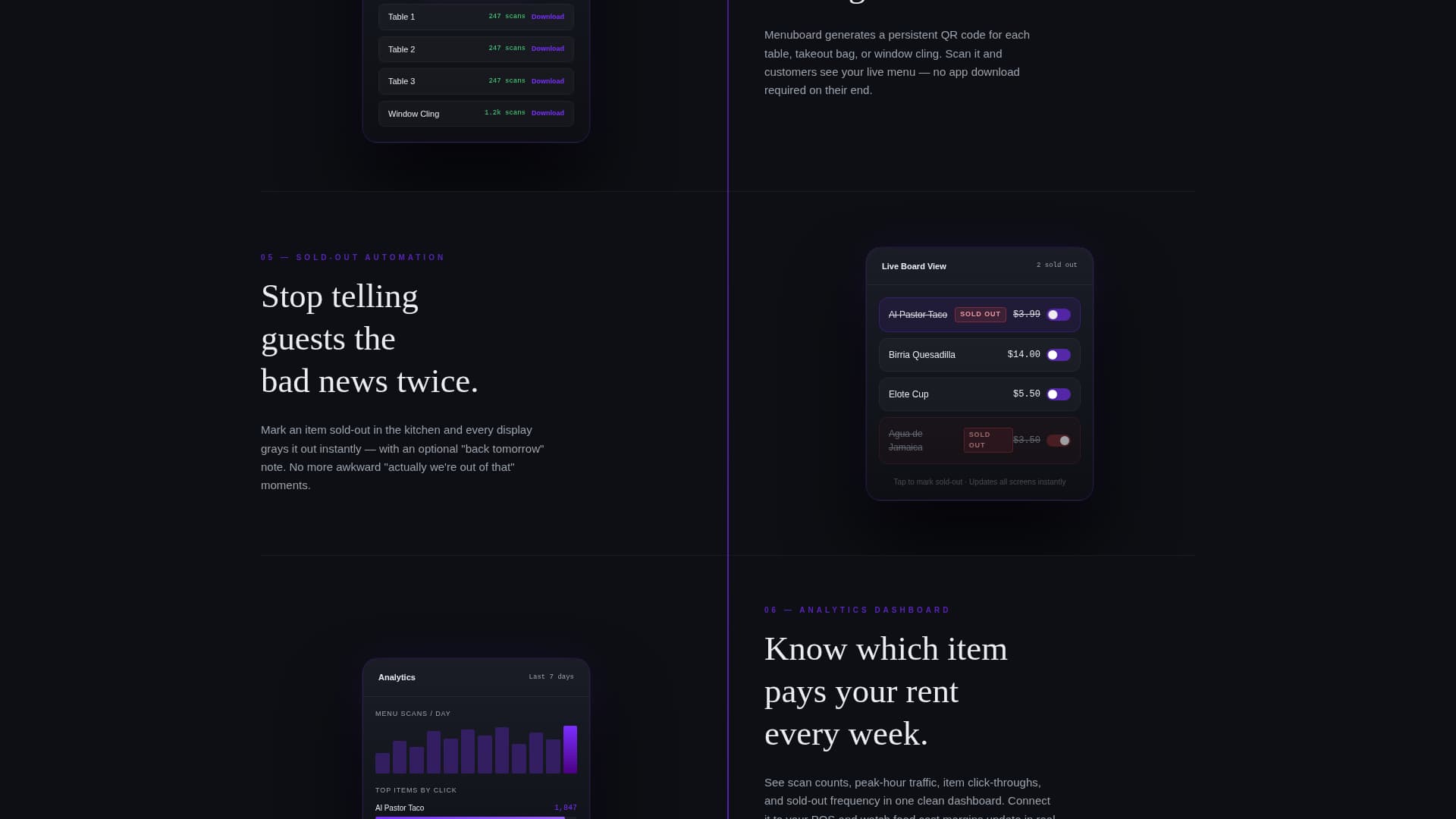 Menuboard - Sleek Digital Menu Landing Page Template
