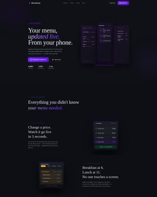 Menuboard - Sleek Digital Menu Landing Page Template