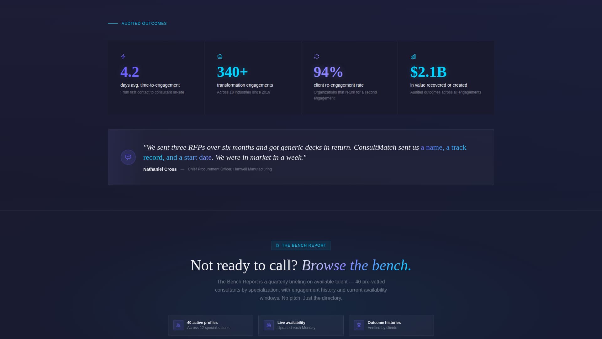 Consultant Matching & Diagnostic Estimator Website Template