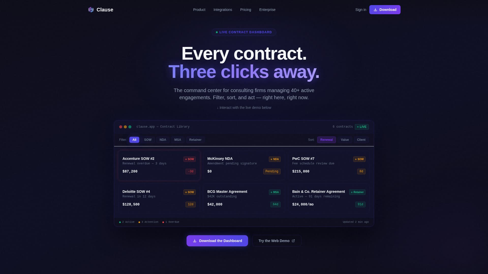 Clause - Powerful Contract Management Landing Page Template