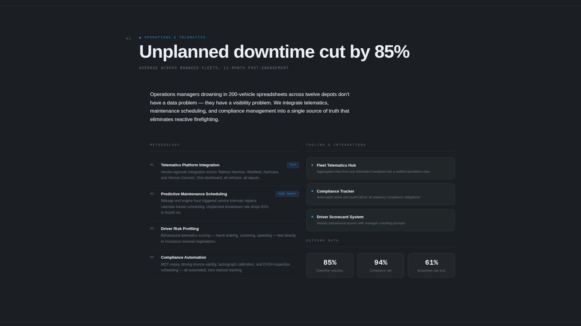 Fleet - Precision Fleet Management Landing Page Template