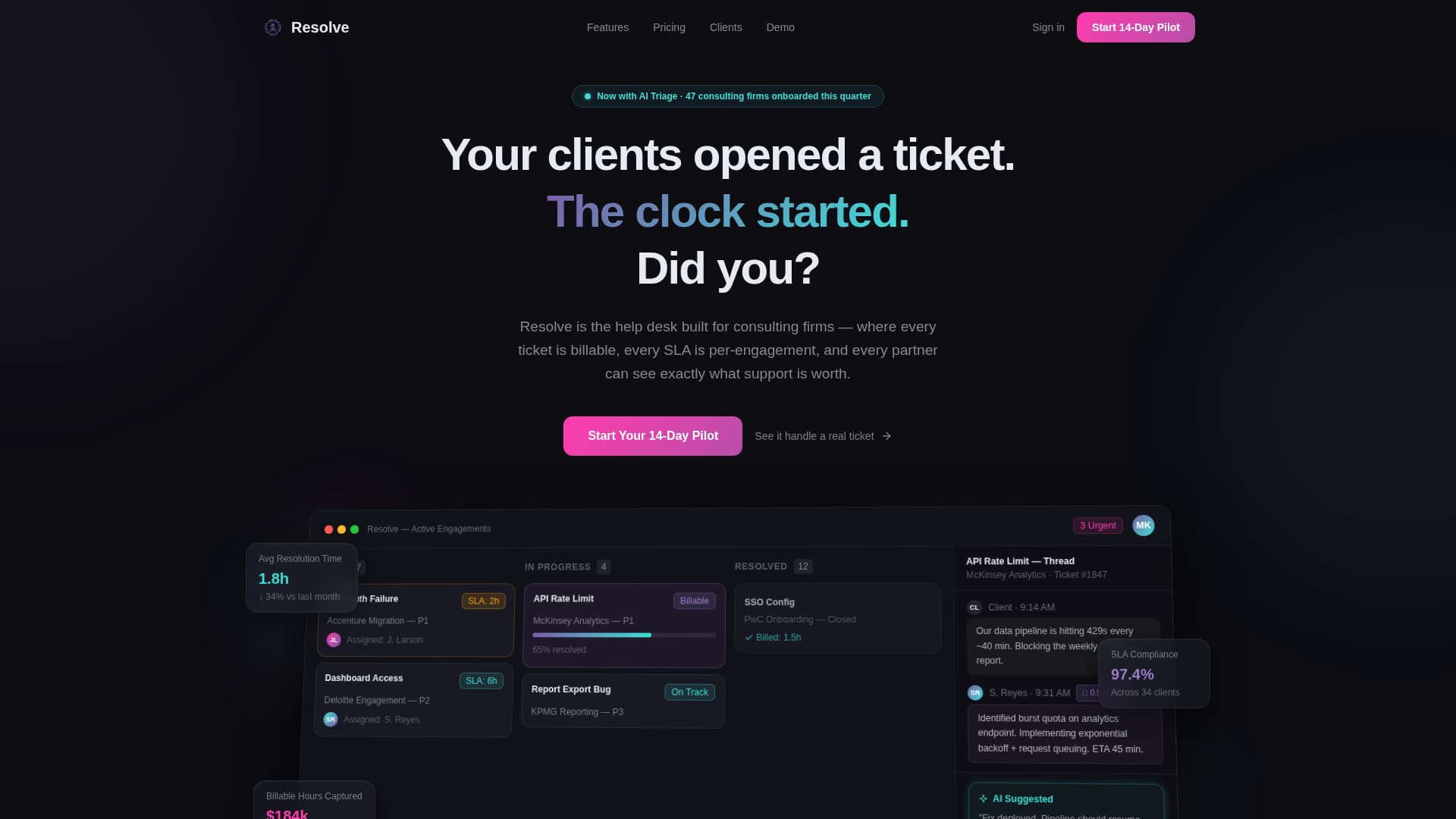 Resolve - Powerful Helpdesk Landing Page Template