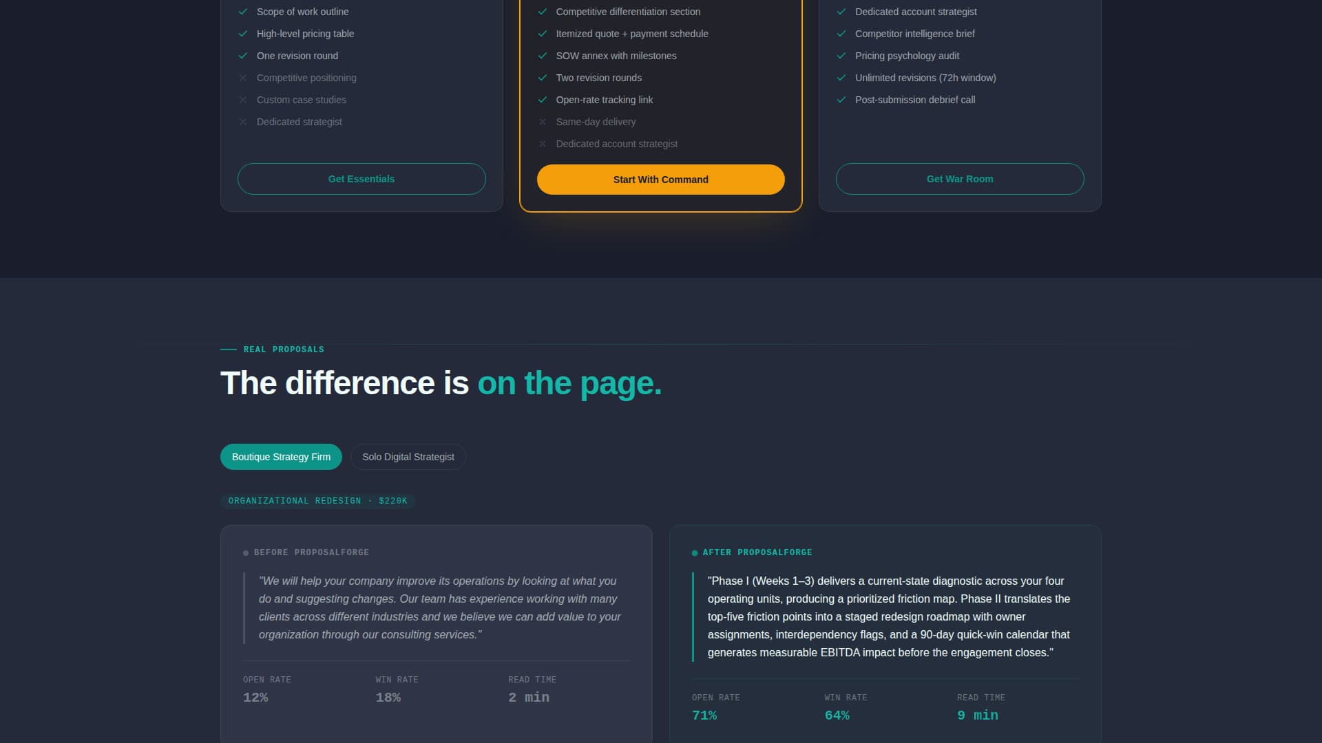 Proposalforge - Powerful Consulting Landing Page Template