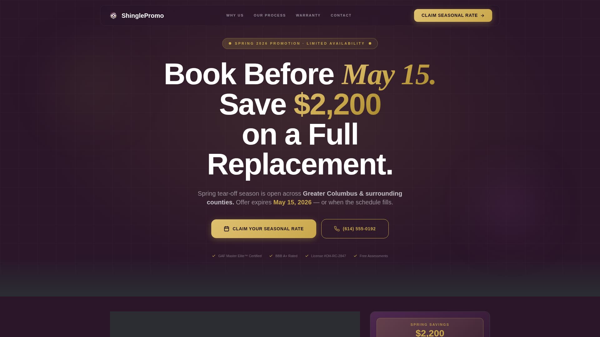 Shingle - Seasonal Roofing Landing Page Template