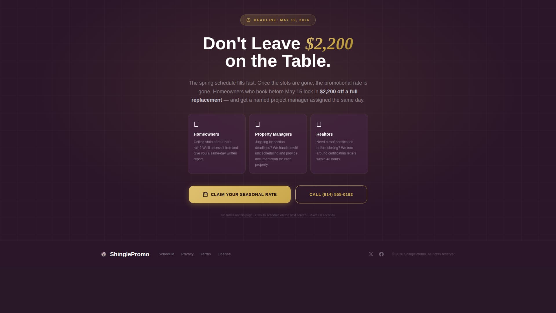 Shingle - Seasonal Roofing Landing Page Template