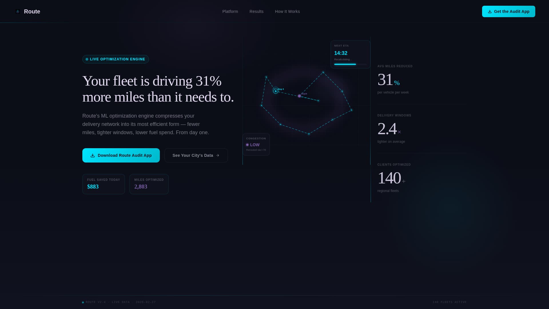 Routea - Intelligent Fleet Optimization Landing Page Template
