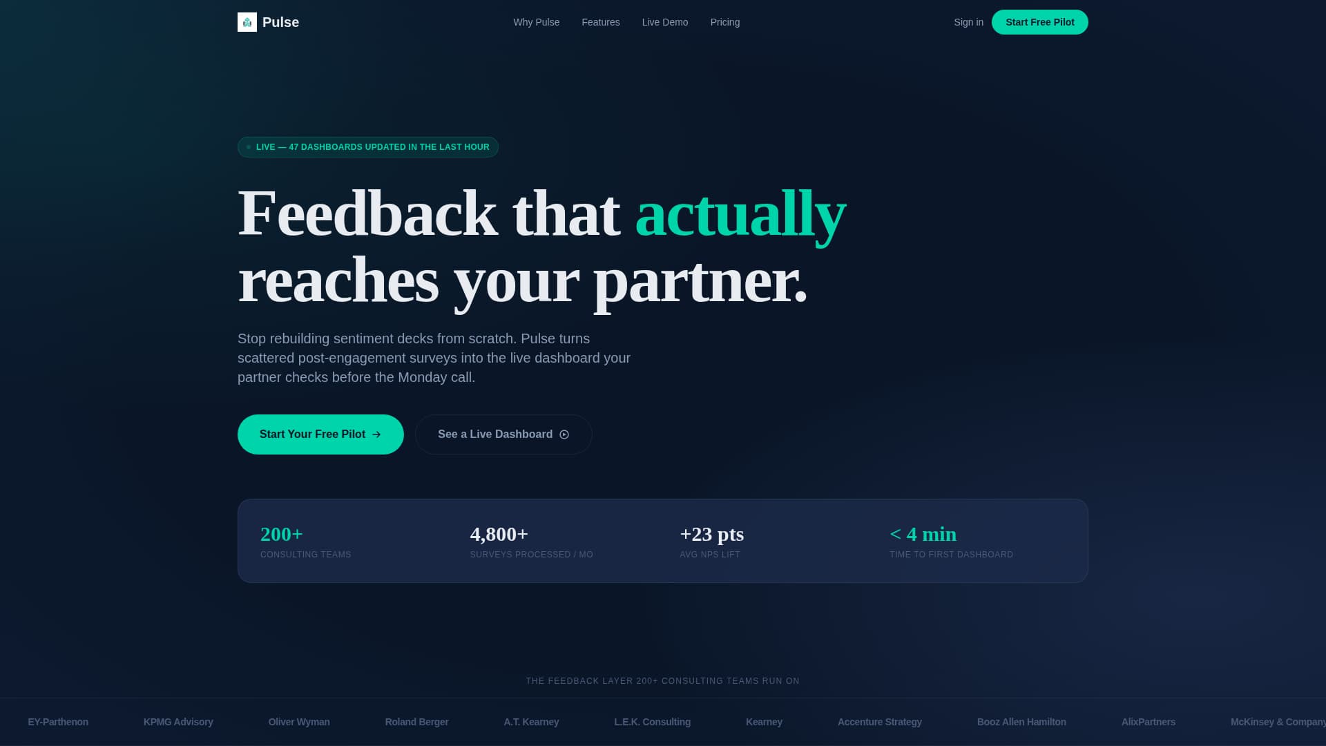 Pulse - Real Time Consulting Landing Page Template